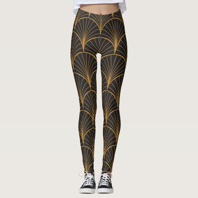 Legging Padrão dos Círculos Geométricos de Art Deco (Frente)