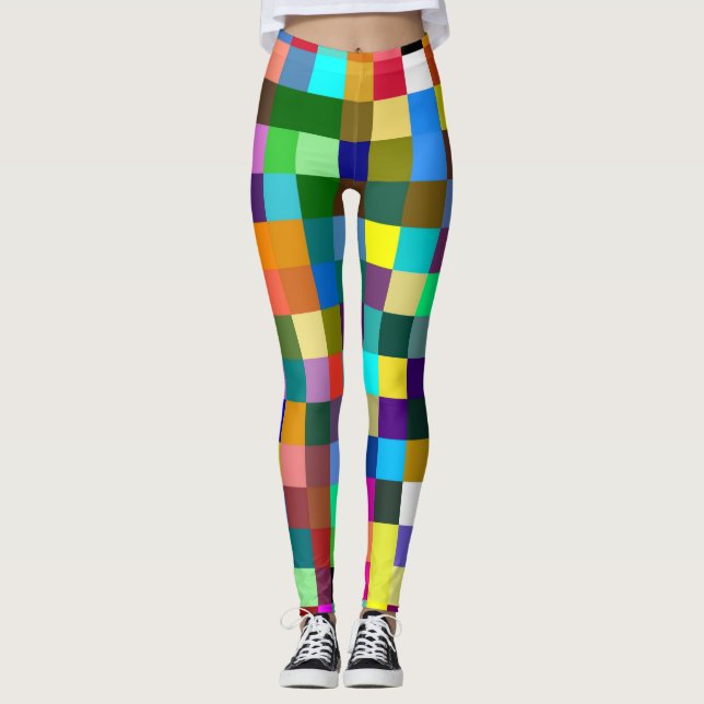 Legging Padrão dos quadrados de cores retrorreflectores nº (Frente)