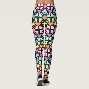 Legging Padrão dos símbolos de reprodução multicores iride