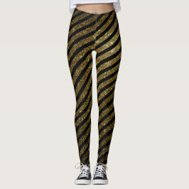 Legging Padrão Dourado brilhante de faixa branca de doce p