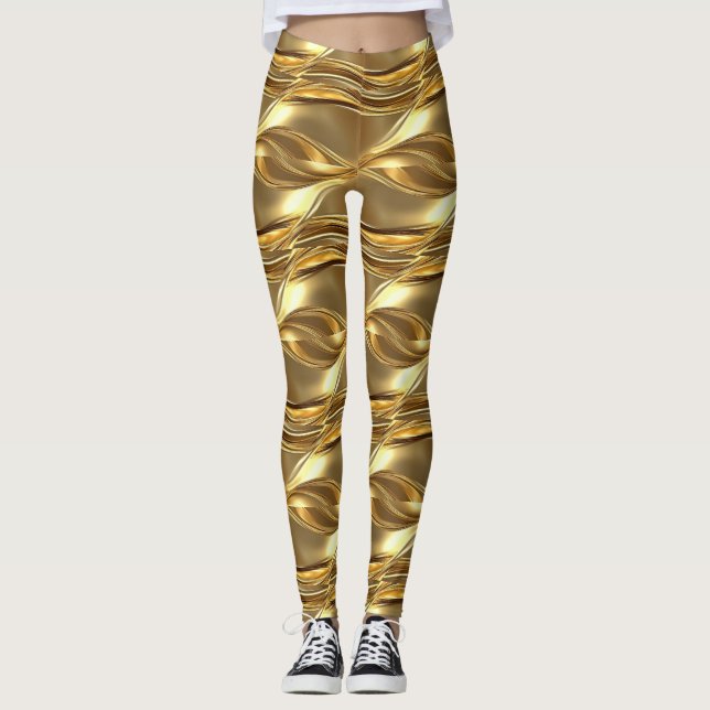 Legging Padrão dourado cativante (Frente)
