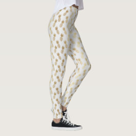 Legging Padrão Dourado de abacaxi