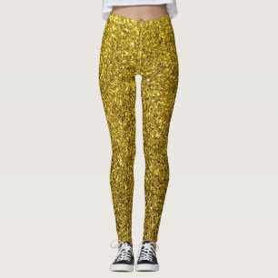 Legging Padrão Dourado de brilho