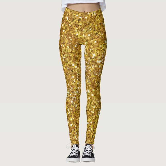 Legging Padrão Dourado de brilho espumante (Frente)