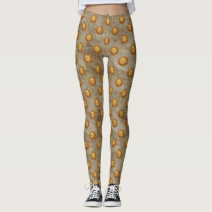Legging Padrão Dourado do Sol Celestial (2)