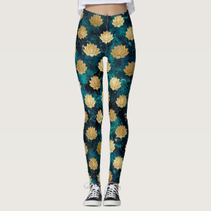 Legging Padrão Dourado e escuro da Galáxia Verde Dharma Ma
