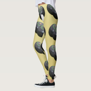 Legging Padrão Dourado E Preto De Bolinhos,