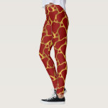Legging Padrão Dourado e vermelho de girafa abstrato<br><div class="desc">Padrão Dourado e vermelho de girafa abstrato,  design de impressão animal moderno.</div>