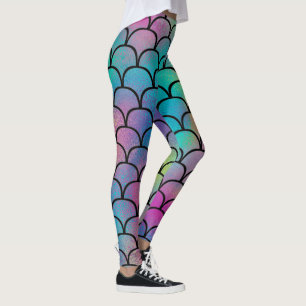 Legging Padrão Elegante de Escalas de Abstrato Rainbow Mo