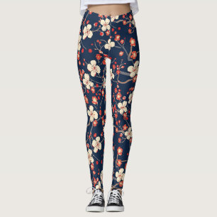 Legging Padrão Elegante De Flor De Cereja Sem Costura (10)