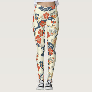 Legging Padrão Elegante De Flor De Cereja Sem Costura (14)