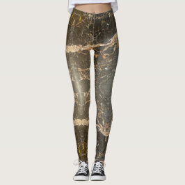 Legging Padrão elegante de mármore preto e dourado