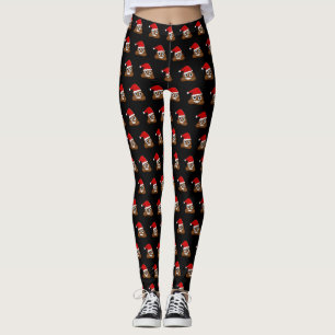 Legging padrão emoji de cocô de Natal