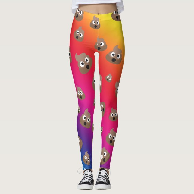 Legging Padrão Emoji De Poop Cotovelo (Frente)