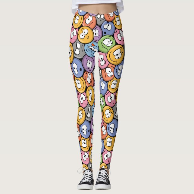 Legging padrão Emoji smiley face (Frente)