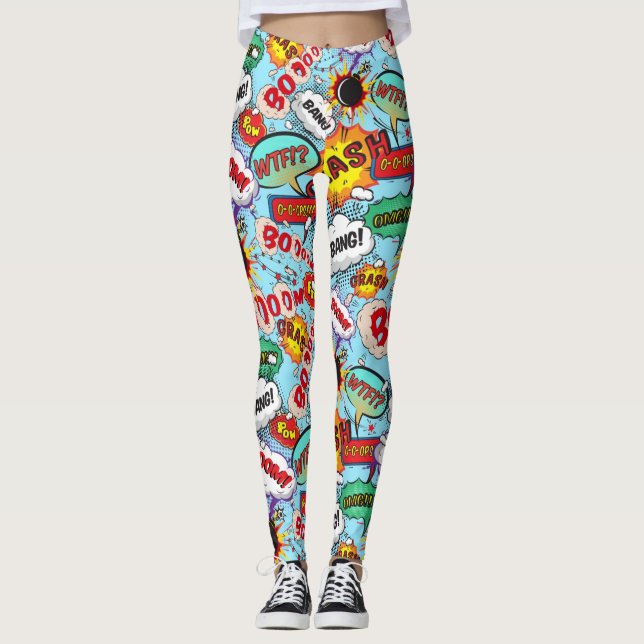 Legging Padrão engraçado dos quadrinhos (Frente)