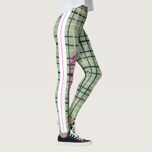 Legging Padrão escocês adorável l Sage verde