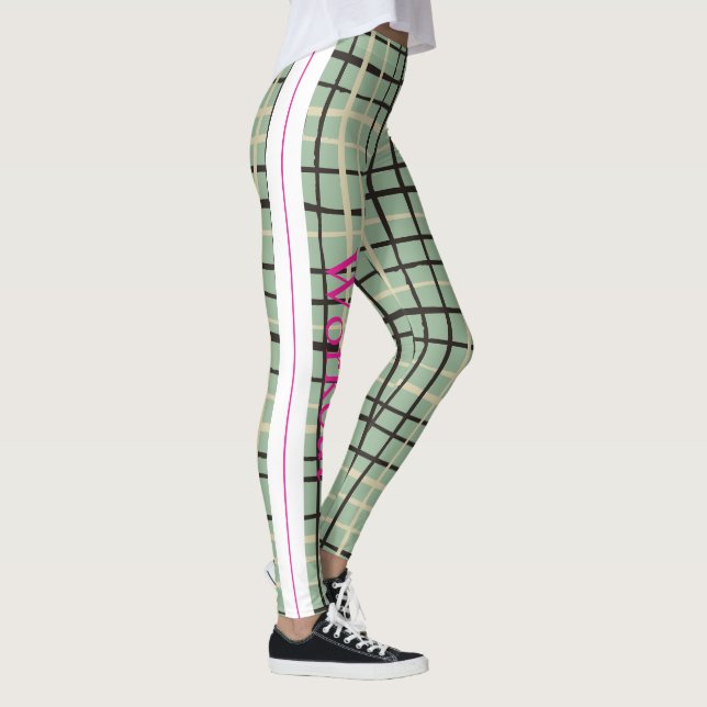 Legging Padrão escocês adorável l Sage verde (Direita)