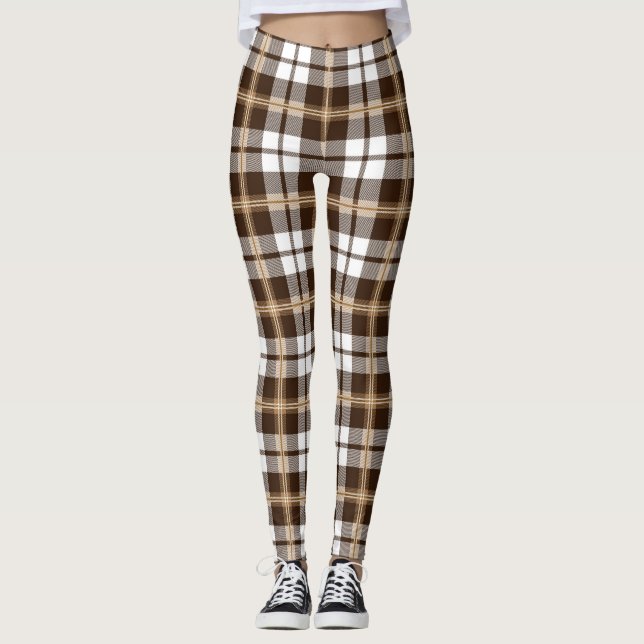 Legging Padrão Escocês da Xadrez Brown Tartan (Frente)