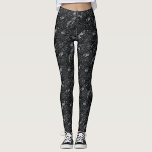 Legging Padrão Escuro Lace Preto