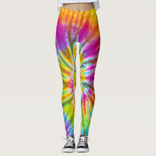 Legging Padrão espiral de cor arco-íris