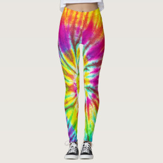 Legging Padrão espiral de cor arco-íris