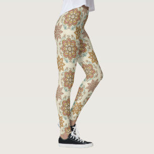 Legging Padrão Espiritual Boho Mandala Tom Terra