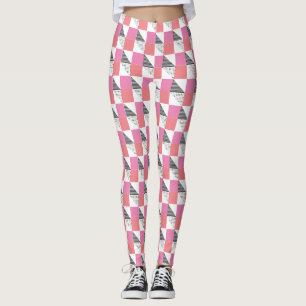 Legging padrão estético moderno rosa e preto