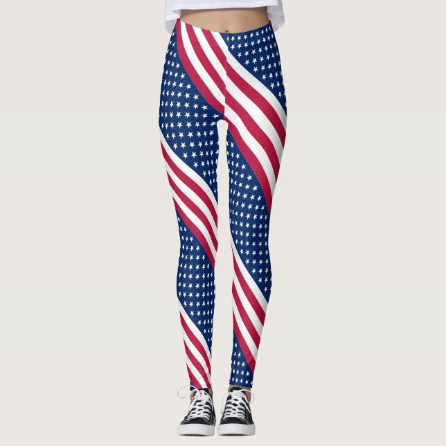 Legging Padrão estilizado da bandeira americana (Frente)