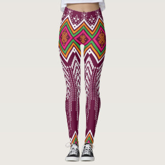 Legging Padrão Étnico Geométrico Tradicional