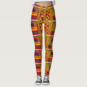 Legging Padrão Étnico Kente - Têxtil Africano Vibrante