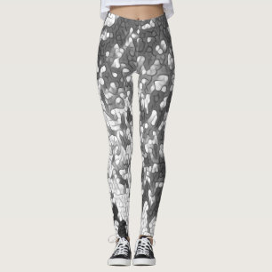 Legging Padrão exclusivo da Cinza branca preta