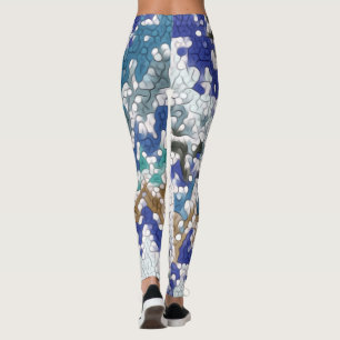 Legging Padrão Exclusivo de Cinza Roxo Verde Azul