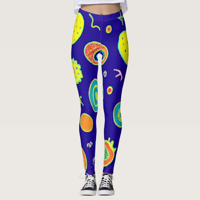 Legging Padrão Expressivo de Artista de Neon-Fruta (Frente)