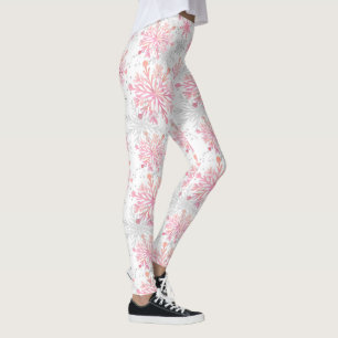Legging Padrão festivo de flocos de neve de cinza rosa-de-