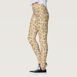Legging Padrão Festivo de Inverno Desenhado à Mão - Leggin
