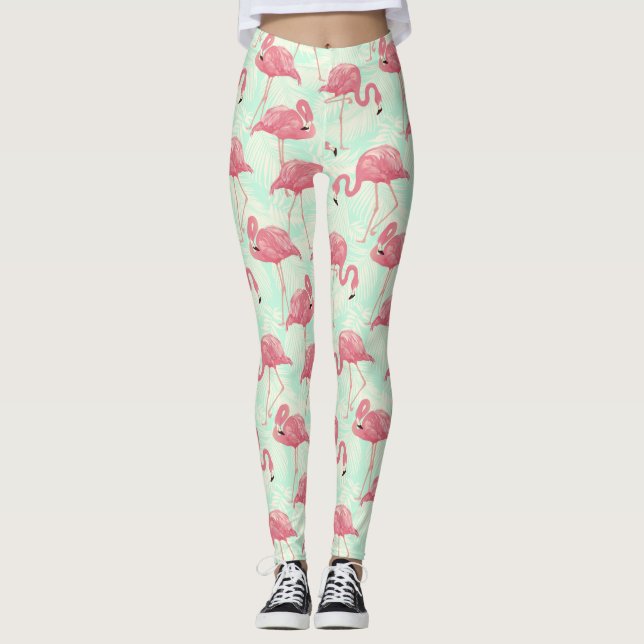 Legging Padrão Flamingo Pink Elegante de Chic (Frente)