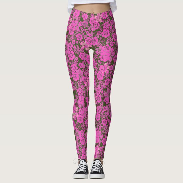 Legging Padrão floral 15.DGreen Rosa BG (Frente)