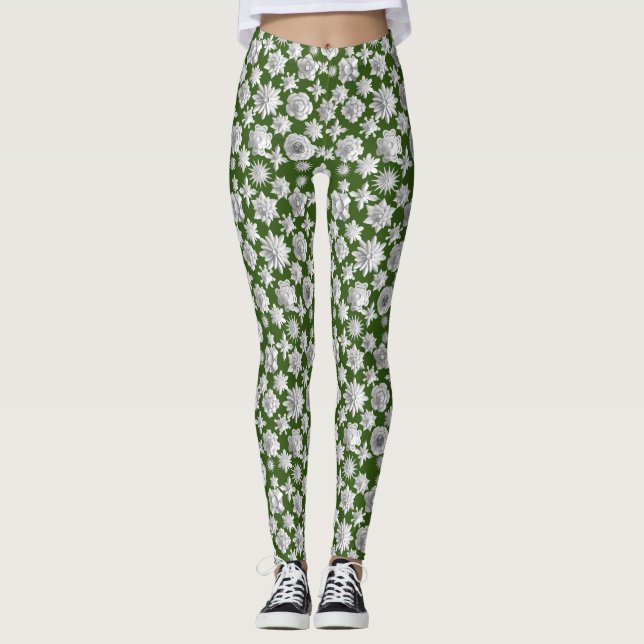 Legging Padrão Floral 3D 01.wx4.DGreen BG (Frente)