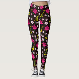 Legging Padrão floral a preto