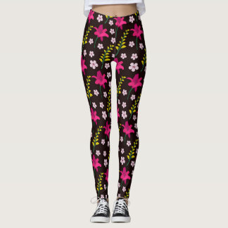 Legging Padrão floral a preto