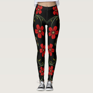 Legging Padrão Floral abstrato Curl Grunge.