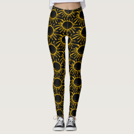 Legging Padrão Floral Abstrato preto moderno
