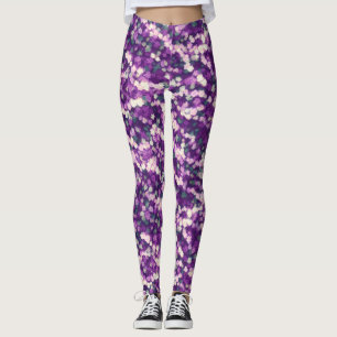Legging Padrão Floral Abstrato Rosa e Roxo Chic