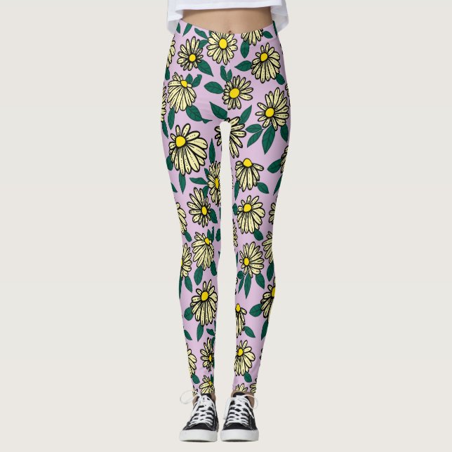 Legging Padrão Floral Amarelo Ditsy (Frente)