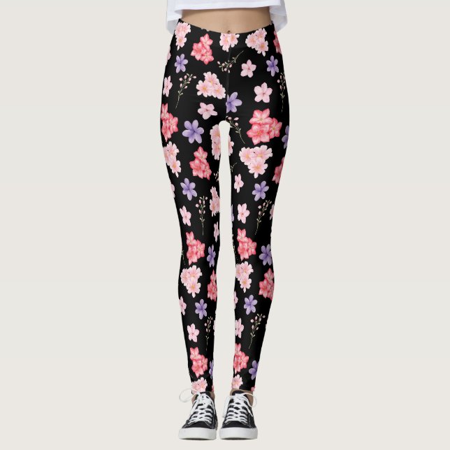Legging Padrão Floral Aquarela (Frente)
