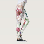 Legging Padrão floral asiático delicado e elegante de aqua<br><div class="desc">Leggings de padrão floral asiático elegante e delicado,  de aquarela.</div>