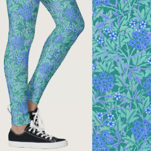 Legging Padrão Floral Azul Inspirado em William Morris