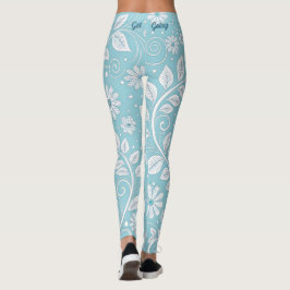 Legging Padrão Floral Azul Pastel