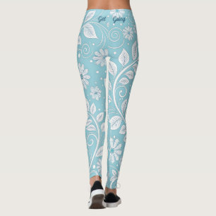 Legging Padrão Floral Azul Pastel